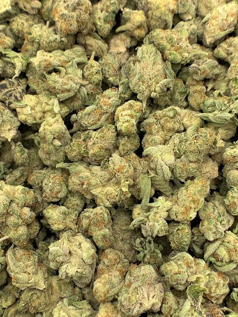 Close-up of Grapes and Cream THCa Flower, highlighting the strain's unique characteristics and trichome structure